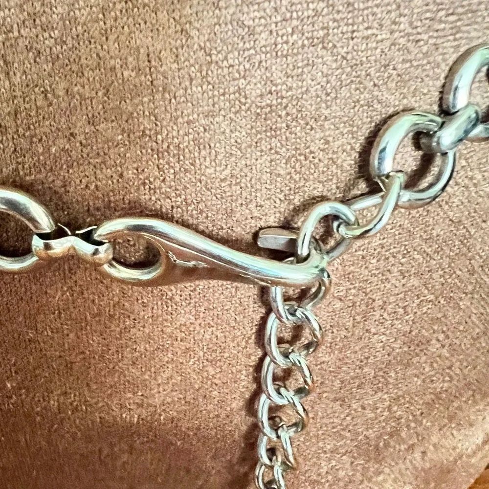Vintage Silver Tone Chunky Round Link Chain Waist Belt 38 Inch Size Medium Y2K